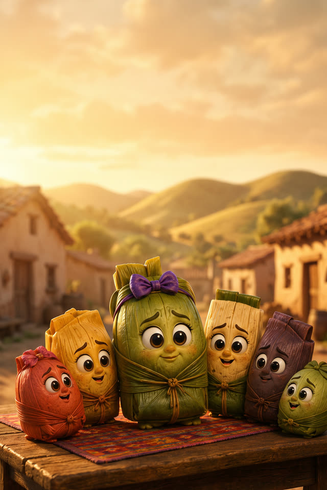 Wings of a Dream: the tamale family together at sunset in their village